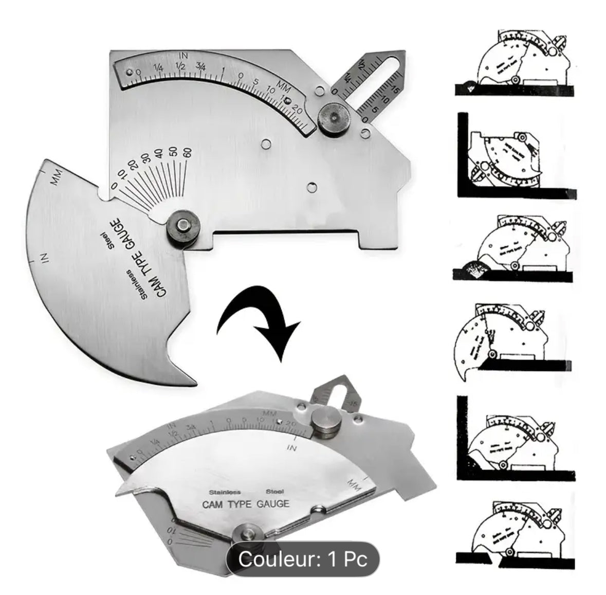 Stainless steel welding gauge